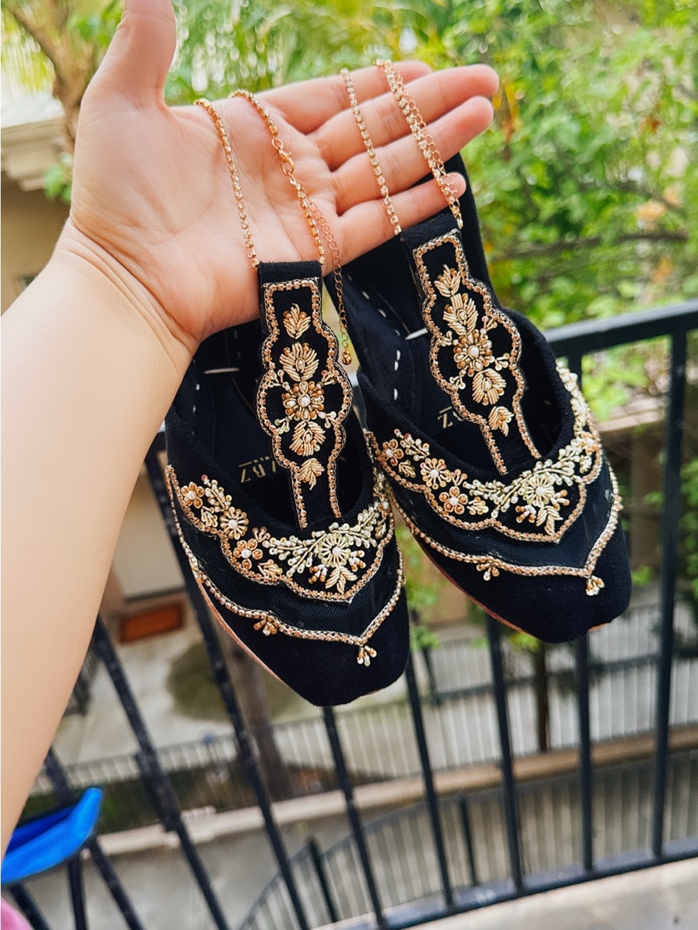 NWOT Handmade Embellished Black Velvet Women’s Slip-On anklet Jutti